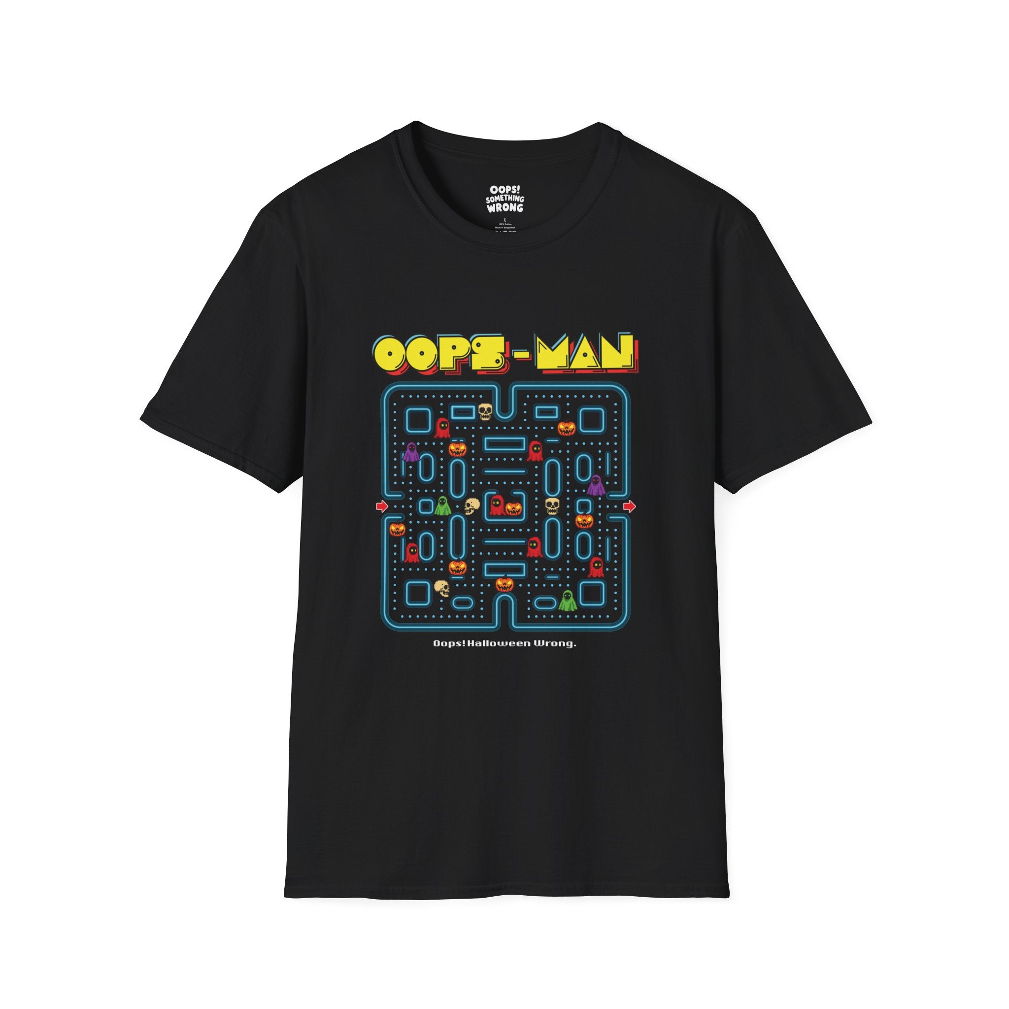 Oops-MAN Halloween Maze Adult Unisex Softstyle – Playable PAC-Style Adventure