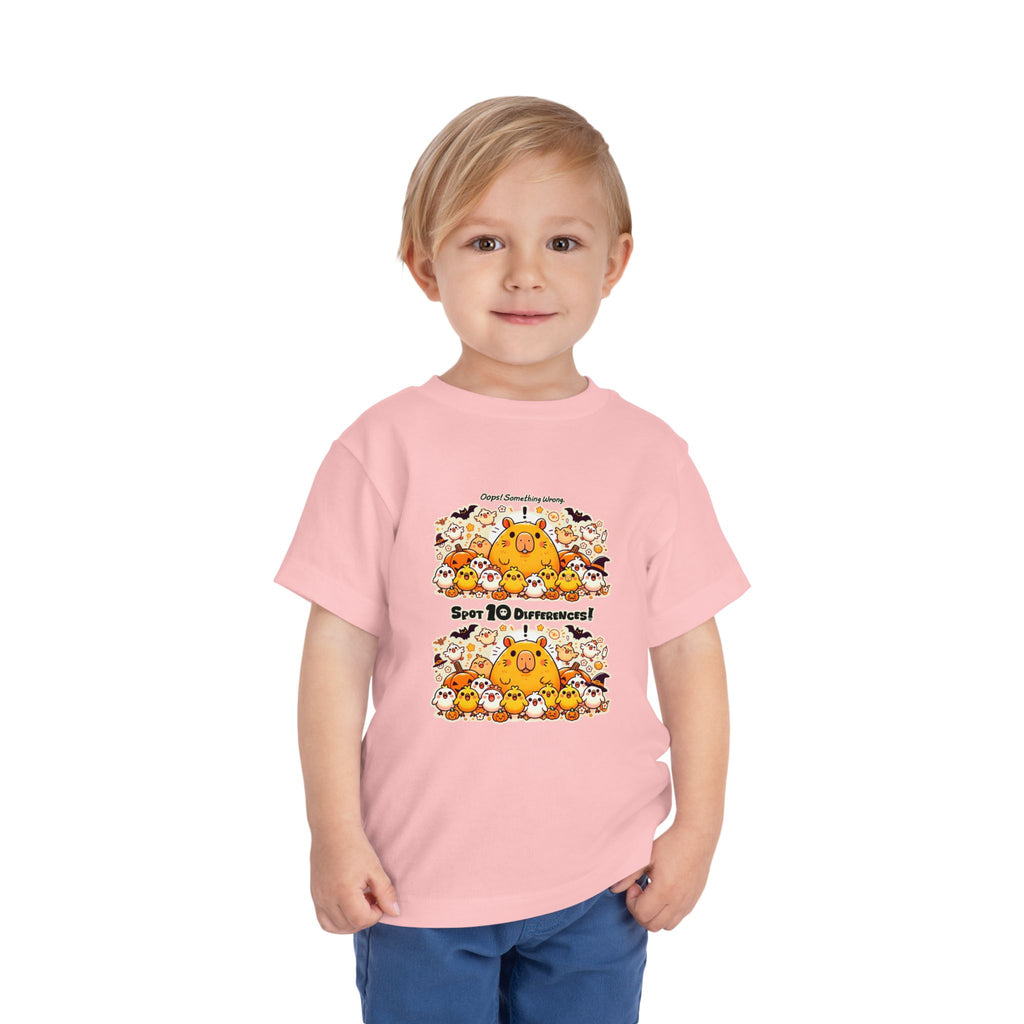 Capy & Chicks: Spot the Halloween Differences Tee – Kids Short Sleeve T-Shirt