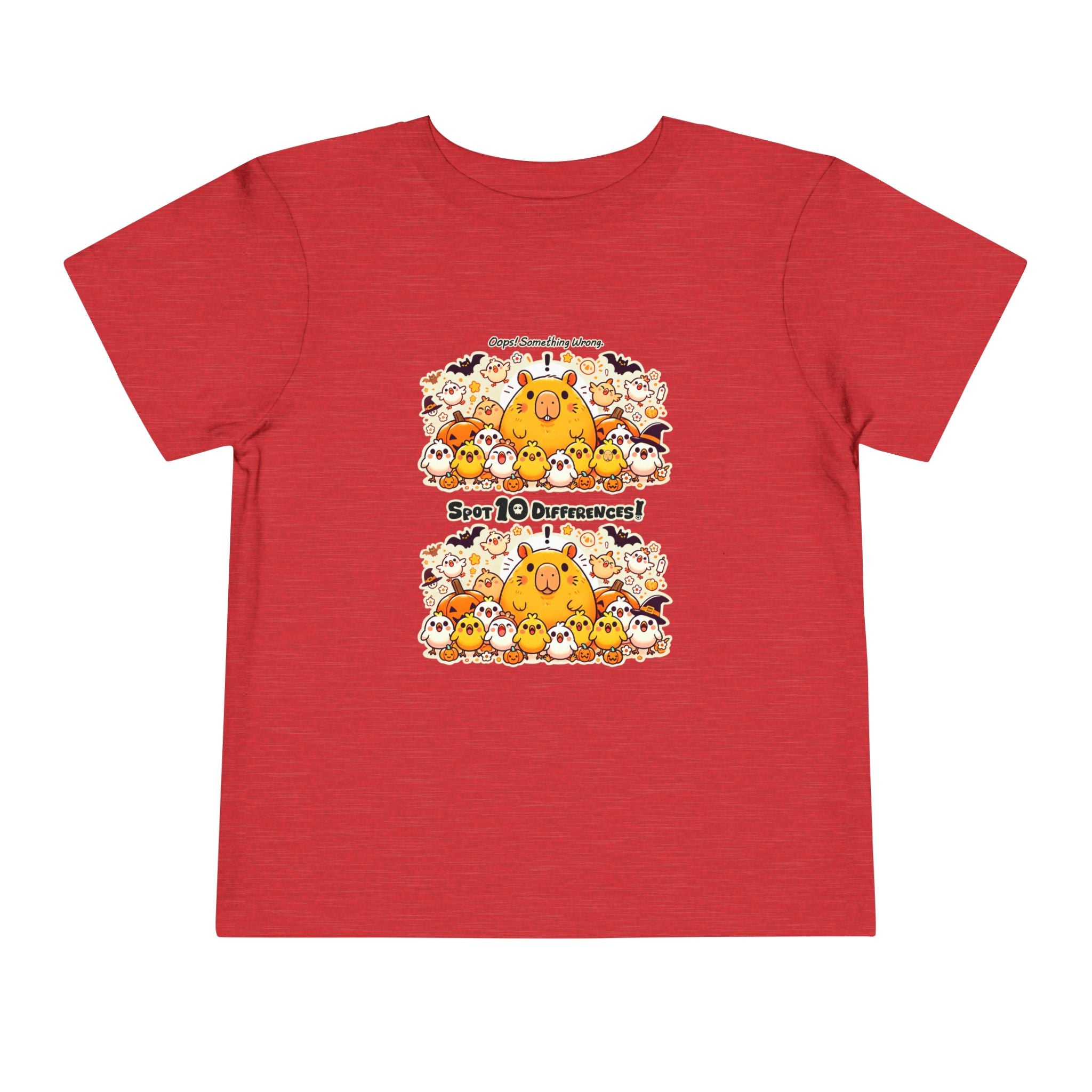 Capy & Chicks: Spot the Halloween Differences Tee – Kids Short Sleeve T-Shirt