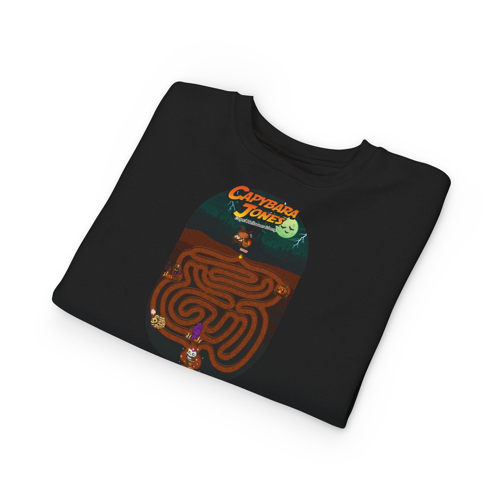 Capybara Jones × Halloween Maze Adventure Toddler Sweatshirt for Kids!👻🎮