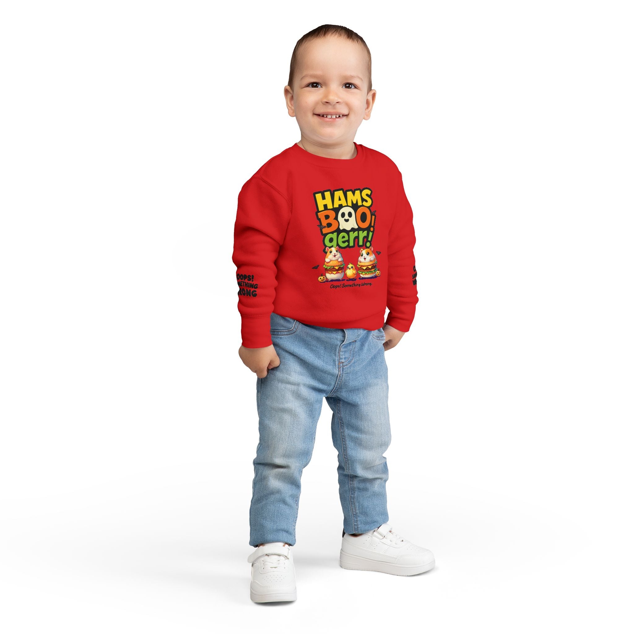HamsBOOger! Halloween Toddler Sweatshirt – Spooky Cute Trick or Treat with a Bite! 🎃🐹🍔