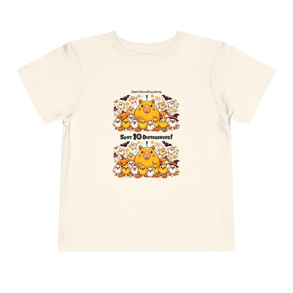 Capy & Chicks: Spot the Halloween Differences Tee – Kids Short Sleeve T-Shirt