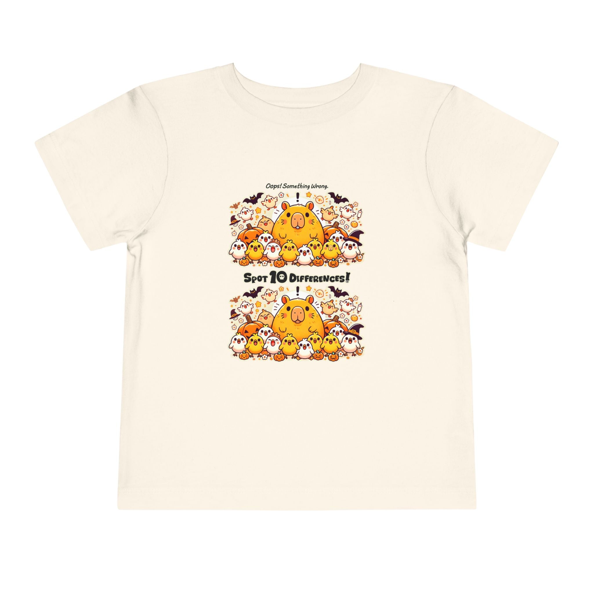 Capy & Chicks: Spot the Halloween Differences Tee – Kids Short Sleeve T-Shirt