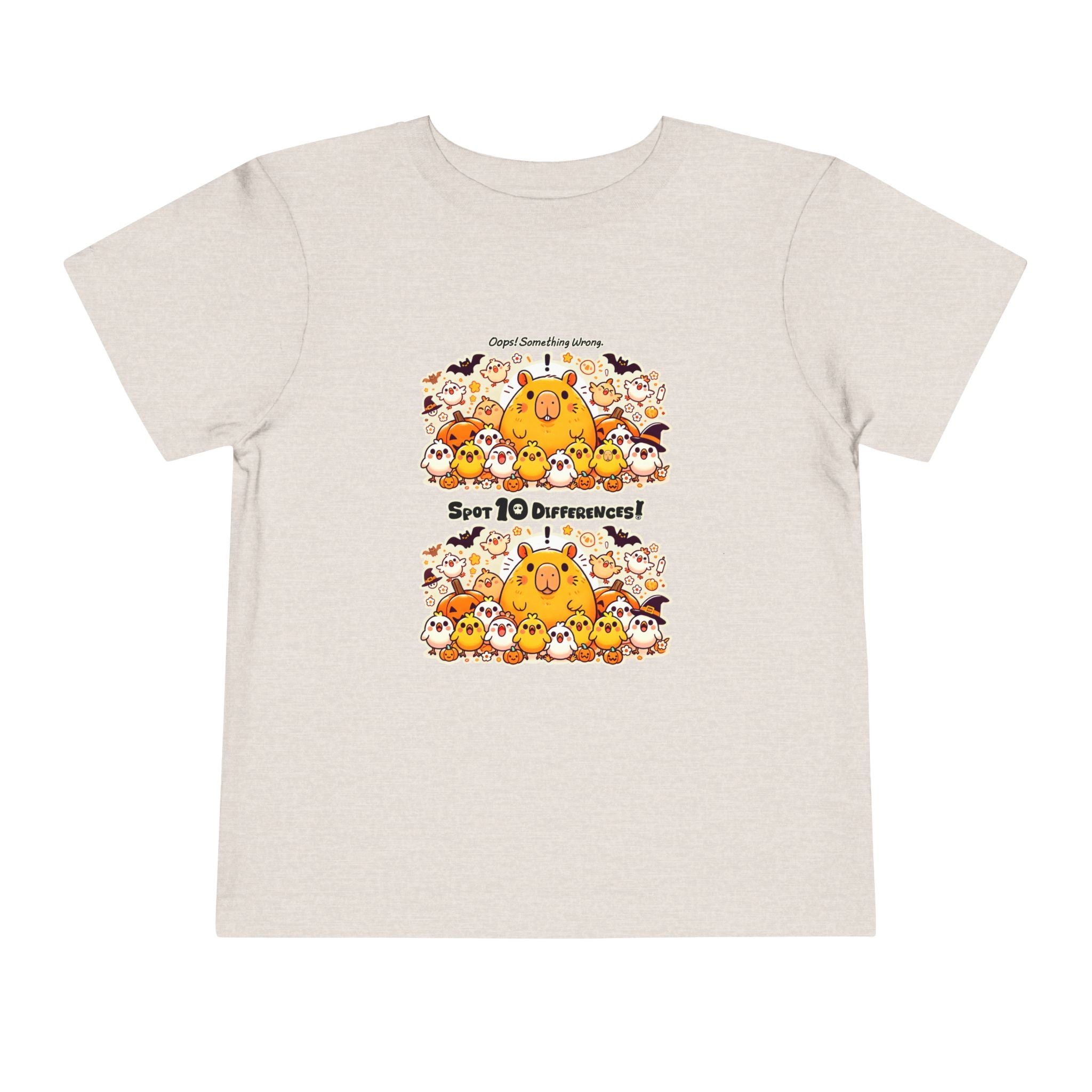 Capy & Chicks: Spot the Halloween Differences Tee – Kids Short Sleeve T-Shirt