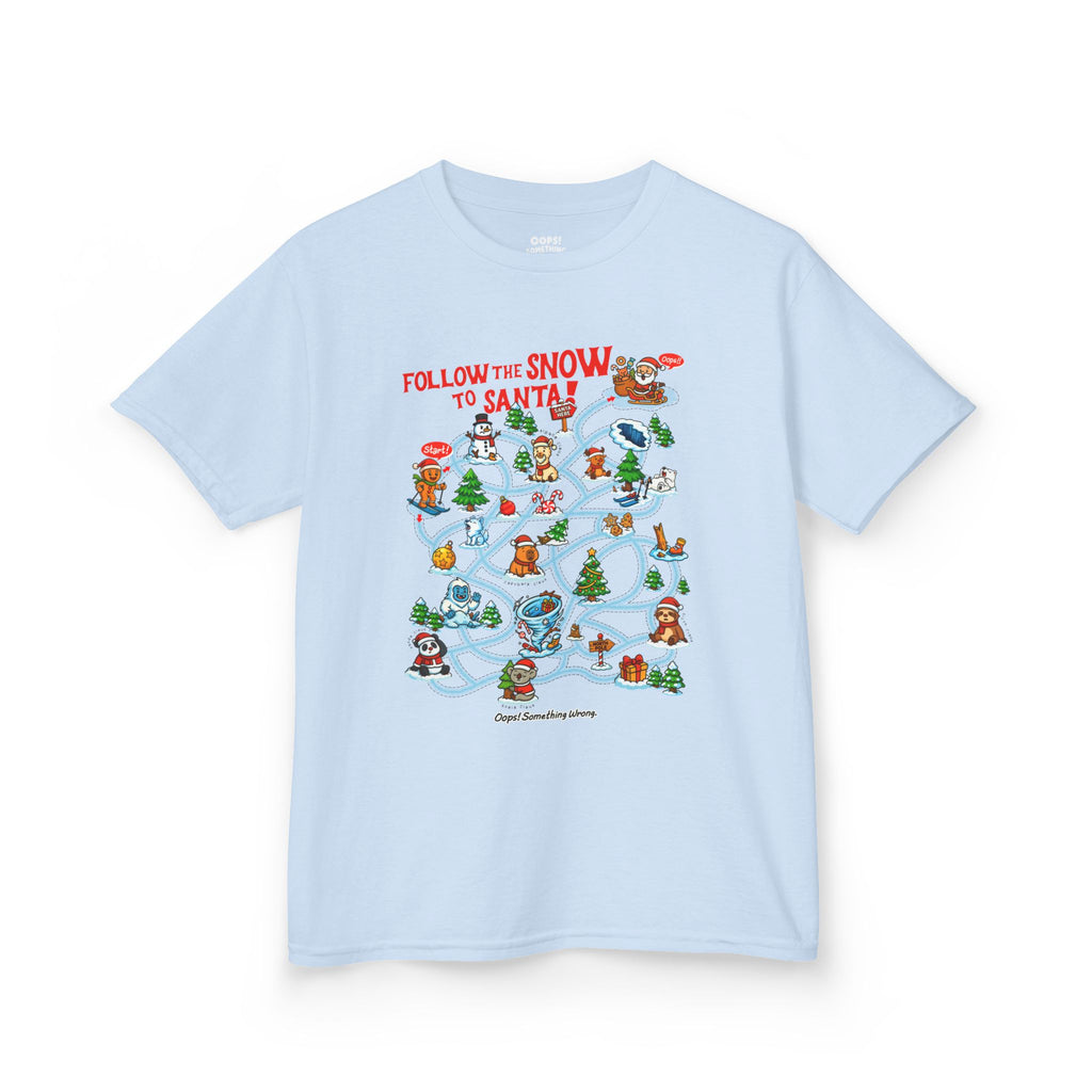 🏷️ 20% OFF | Follow the Snow to Santa! – Kids Heavy Cotton™ Tee🎿🎄