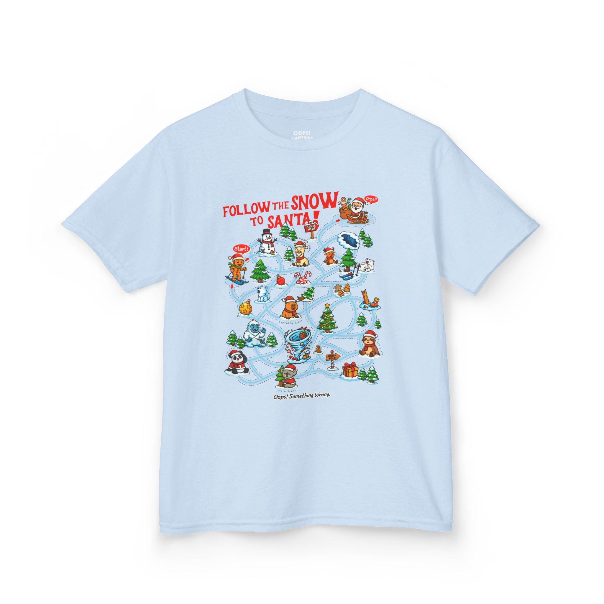 🏷️ 20% OFF | Follow the Snow to Santa! – Kids Heavy Cotton™ Tee🎿🎄