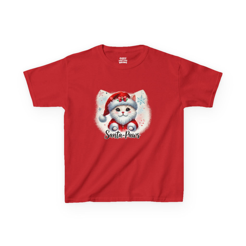 🏷️ 20% OFF | Santa Paws Cute Christmas Cat. – Kids Heavy Cotton™ Tee ⭐⏱️✨