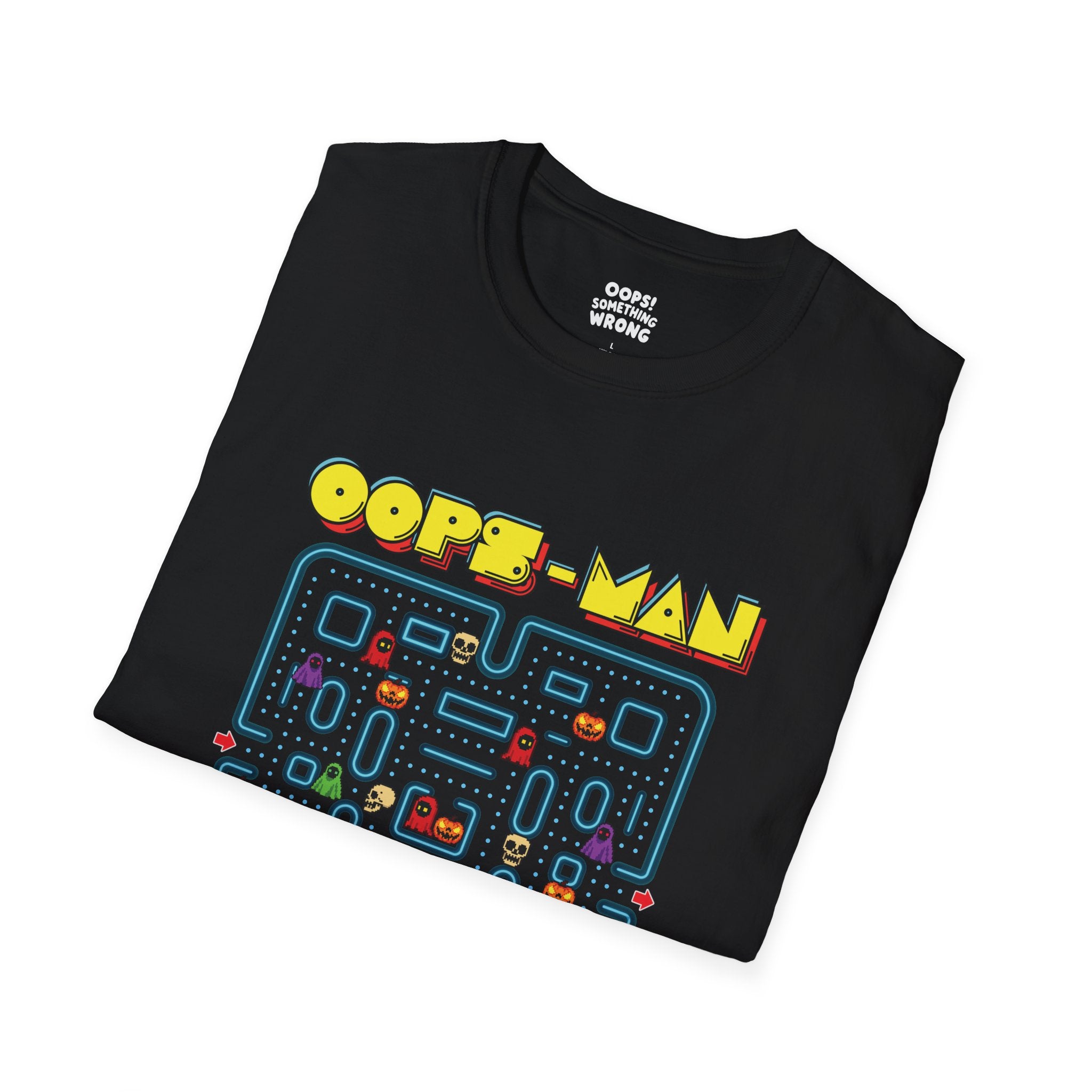 Oops-MAN Halloween Maze Adult Unisex Softstyle – Playable PAC-Style Adventure