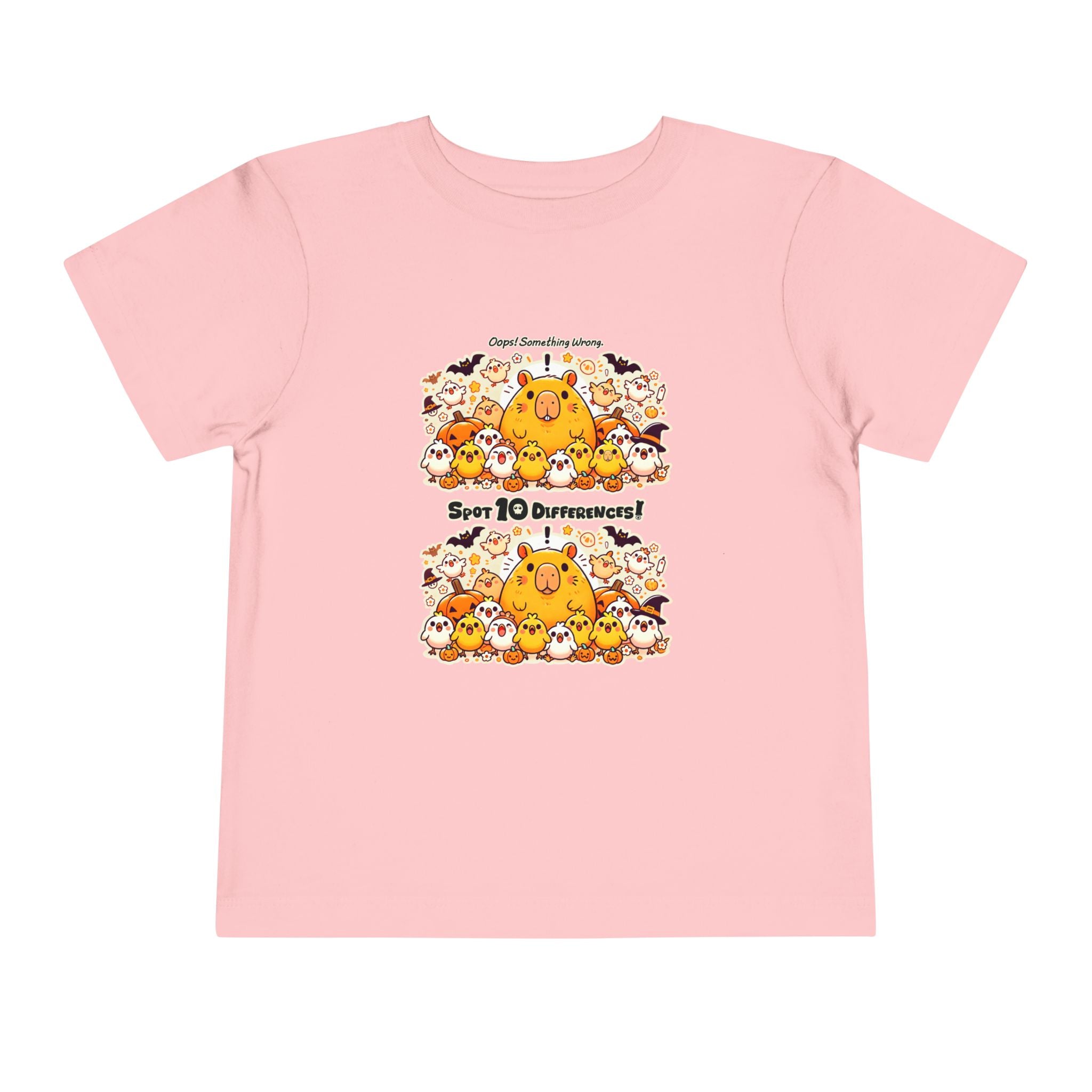 Capy & Chicks: Spot the Halloween Differences Tee – Kids Short Sleeve T-Shirt