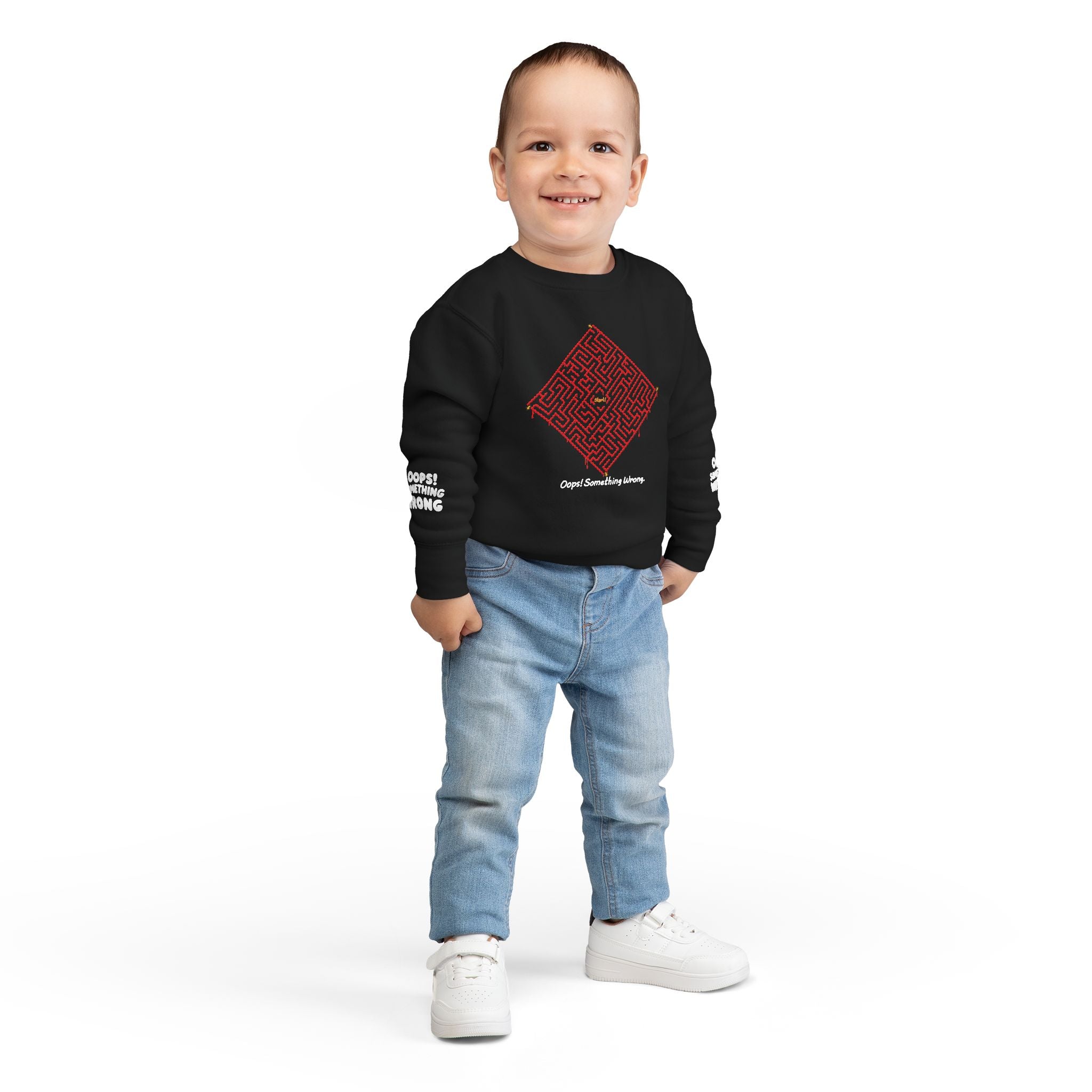 Oops! Blood Maze Toddler Sweatshirt – Spooky Wearable Puzzle for Halloween! 👻🕸️🩸