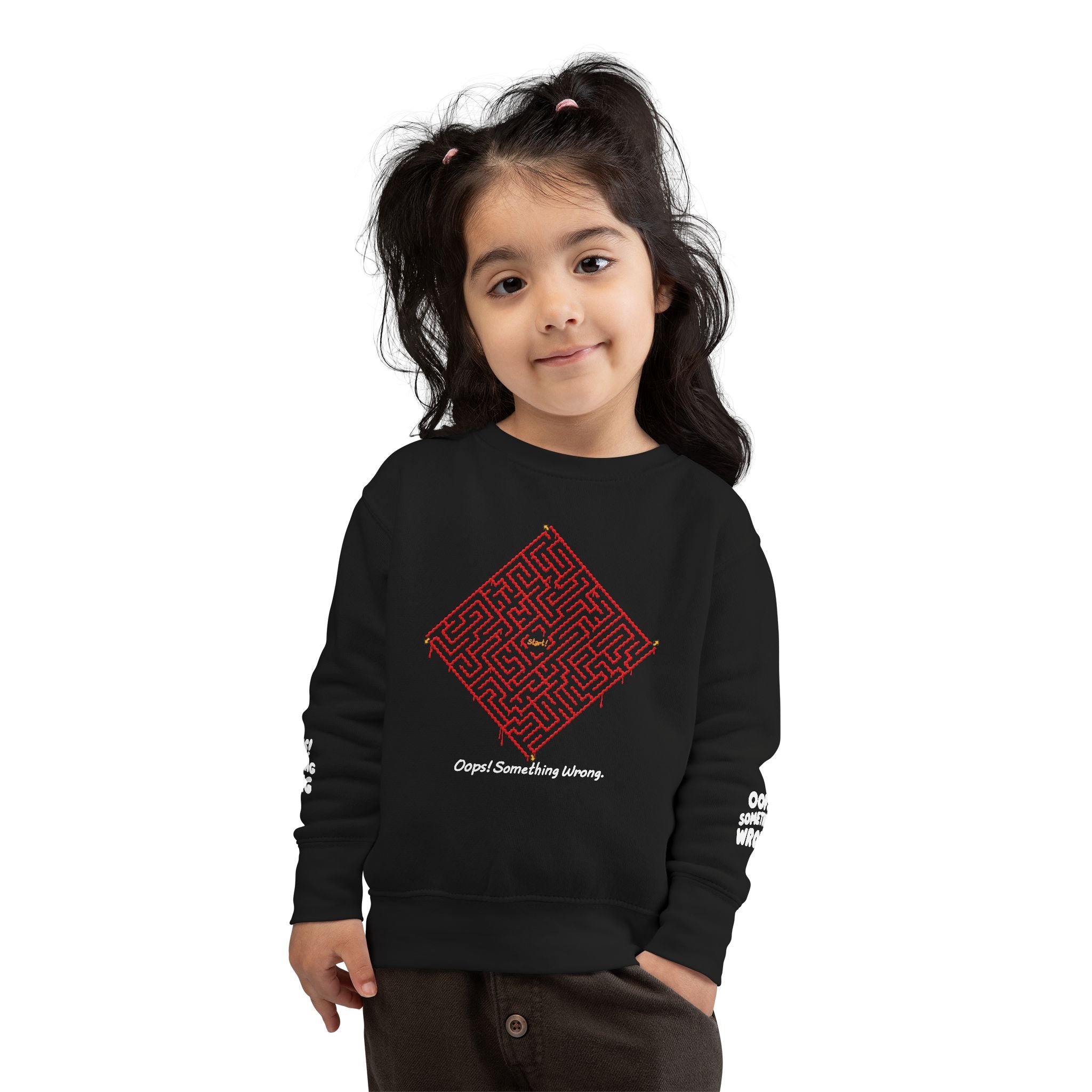 Oops! Blood Maze Toddler Sweatshirt – Spooky Wearable Puzzle for Halloween! 👻🕸️🩸