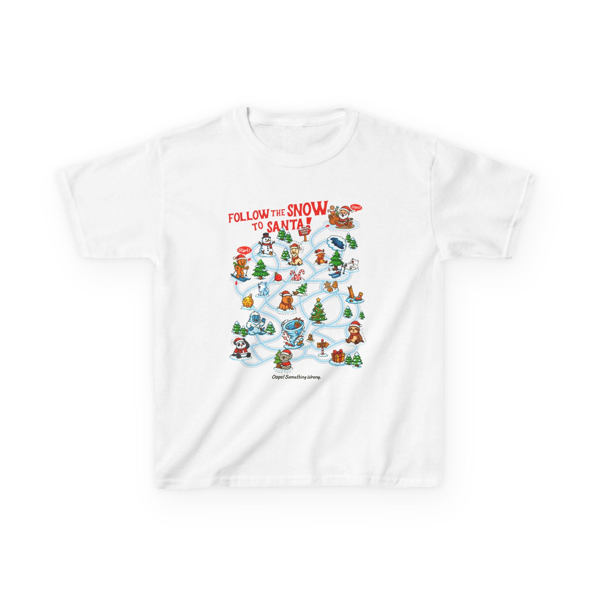 🏷️ 20% OFF | Follow the Snow to Santa! – Kids Heavy Cotton™ Tee🎿🎄