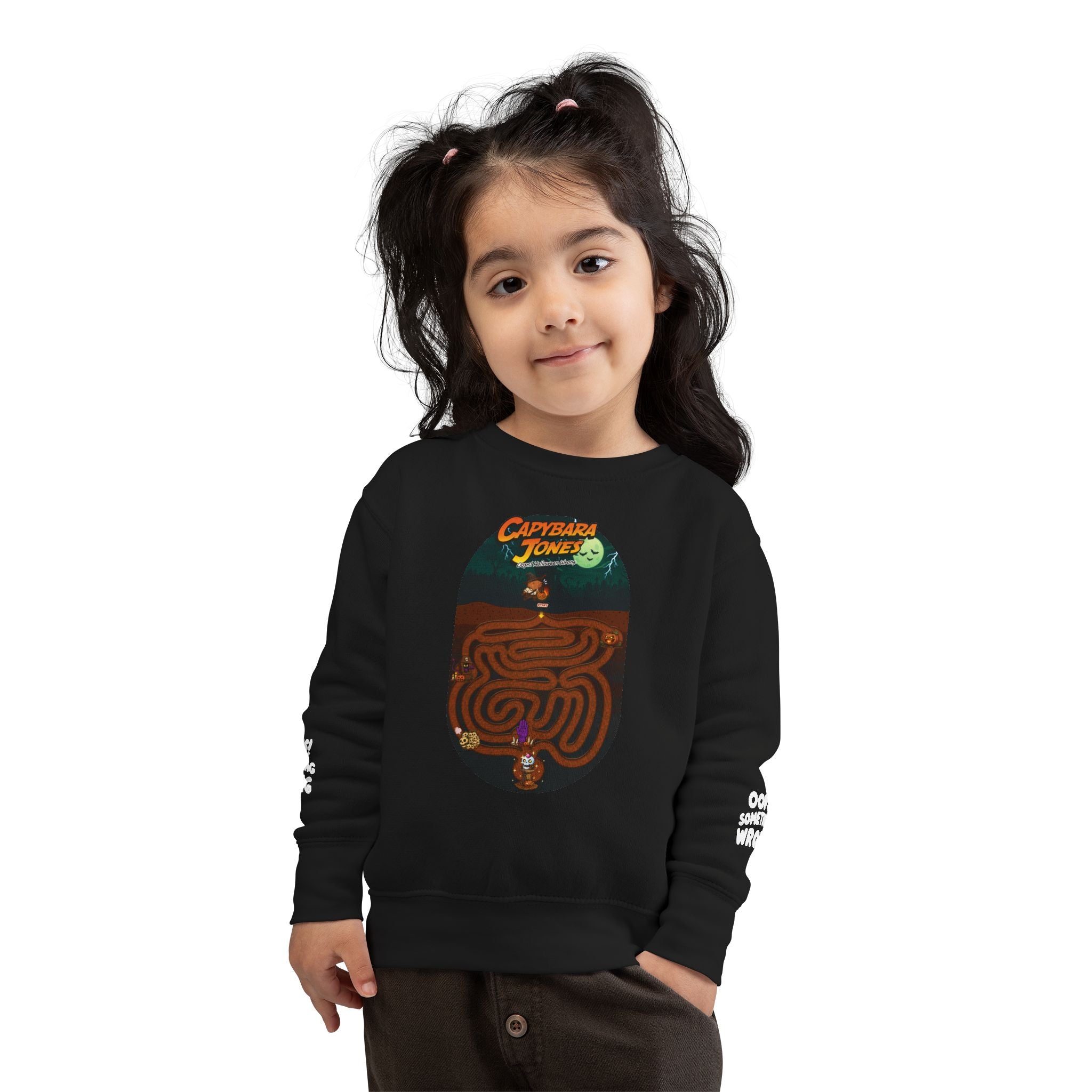 Capybara Jones × Halloween Maze Adventure Toddler Sweatshirt for Kids!👻🎮