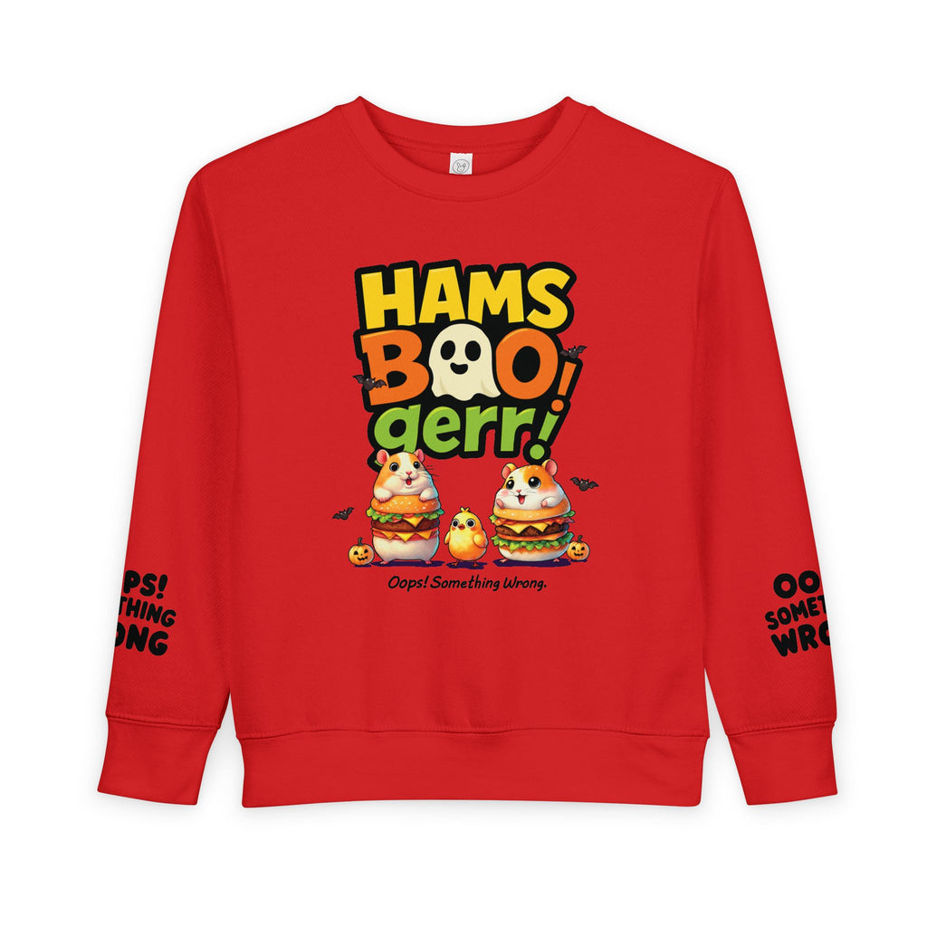 HamsBOOger! Halloween Toddler Sweatshirt – Spooky Cute Trick or Treat with a Bite! 🎃🐹🍔