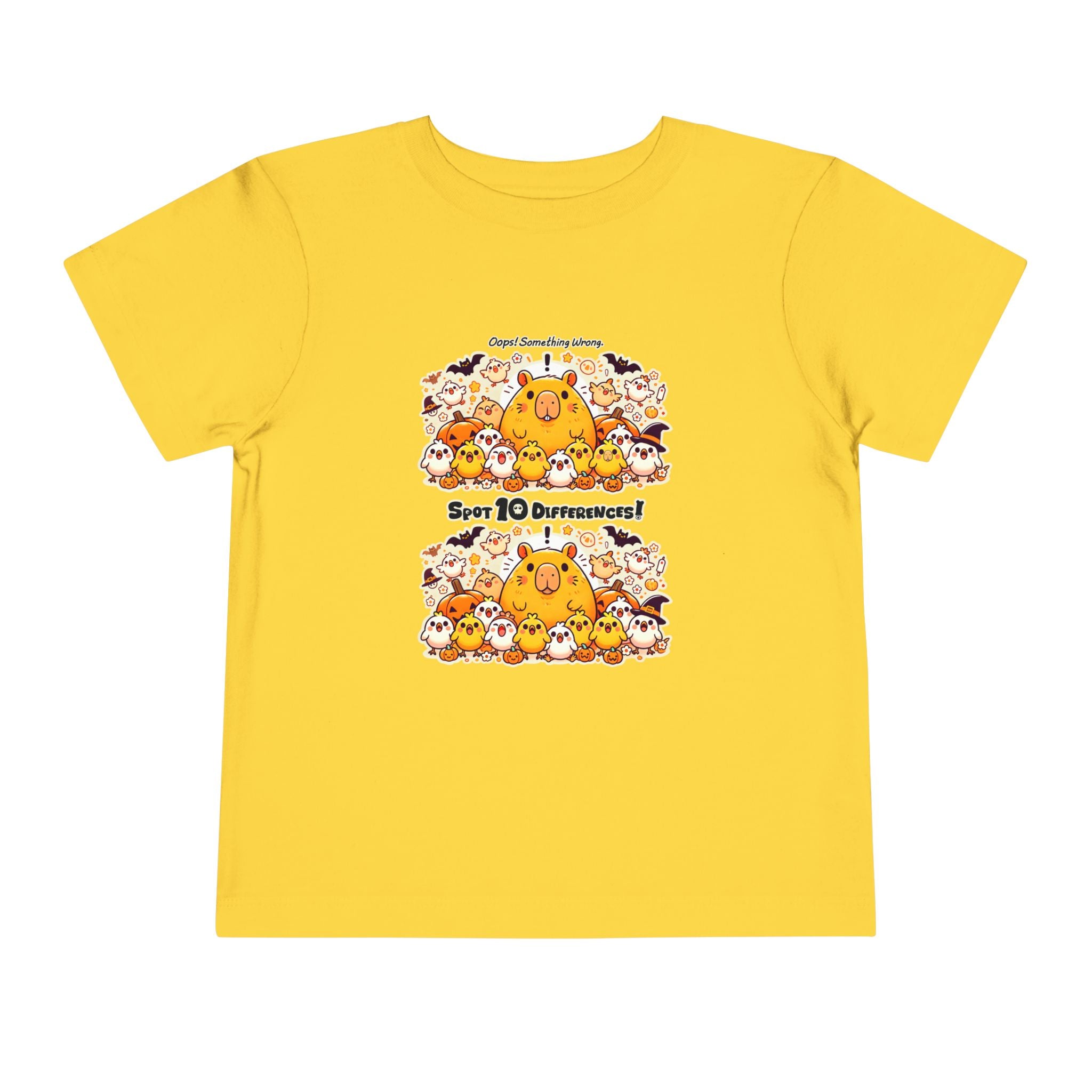 Capy & Chicks: Spot the Halloween Differences Tee – Kids Short Sleeve T-Shirt