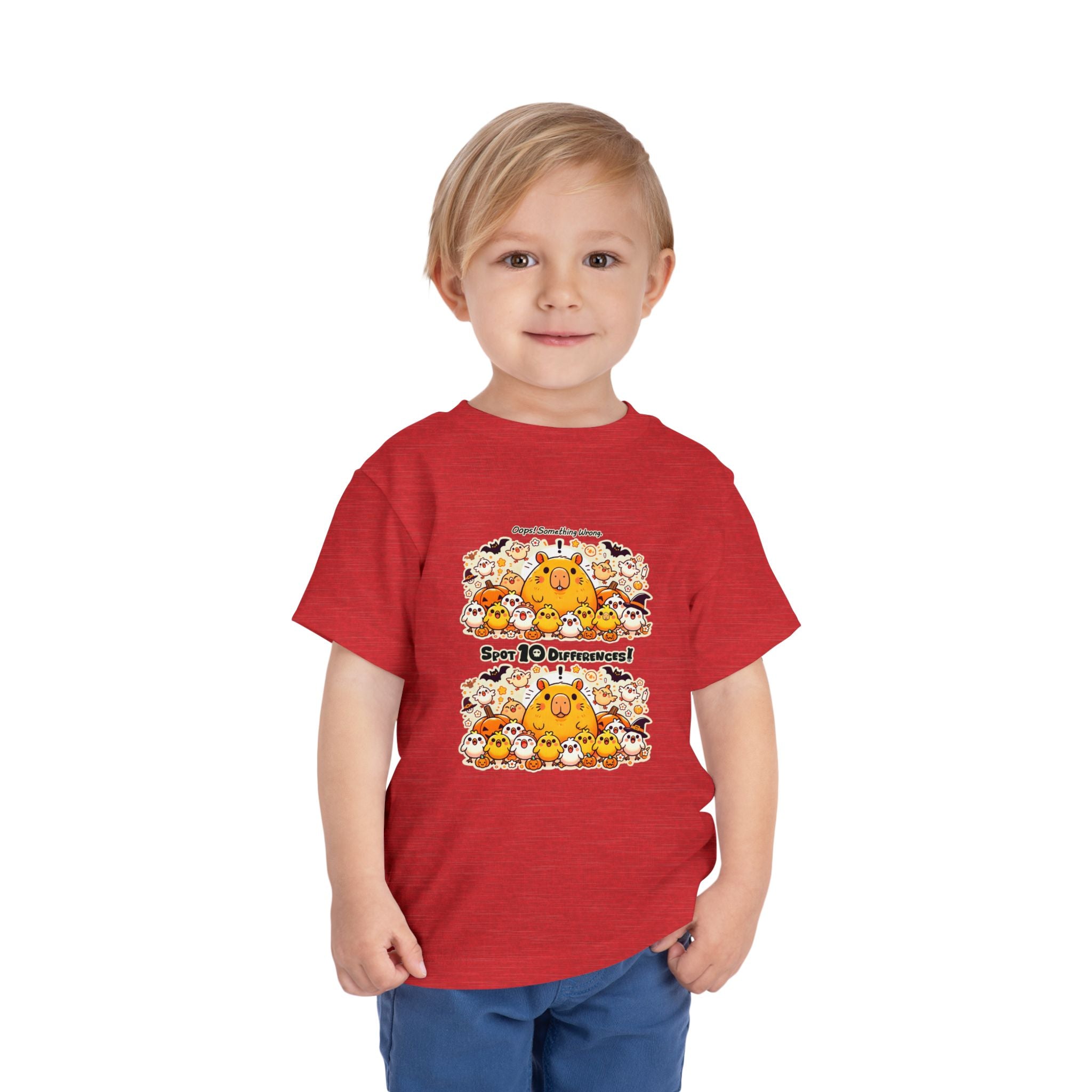Capy & Chicks: Spot the Halloween Differences Tee – Kids Short Sleeve T-Shirt