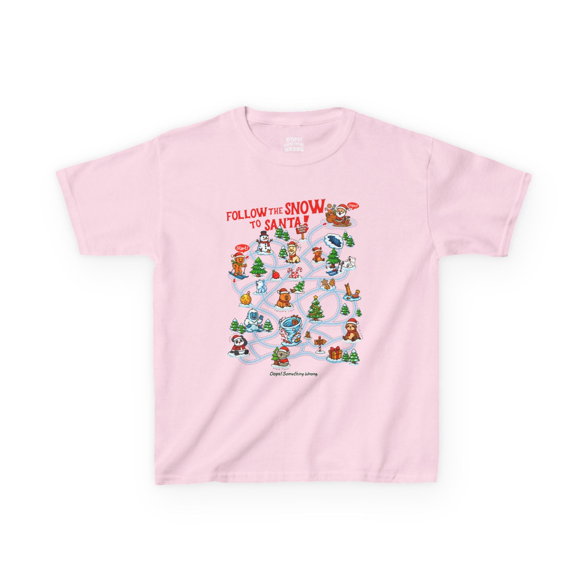 🏷️ 20% OFF | Follow the Snow to Santa! – Kids Heavy Cotton™ Tee🎿🎄
