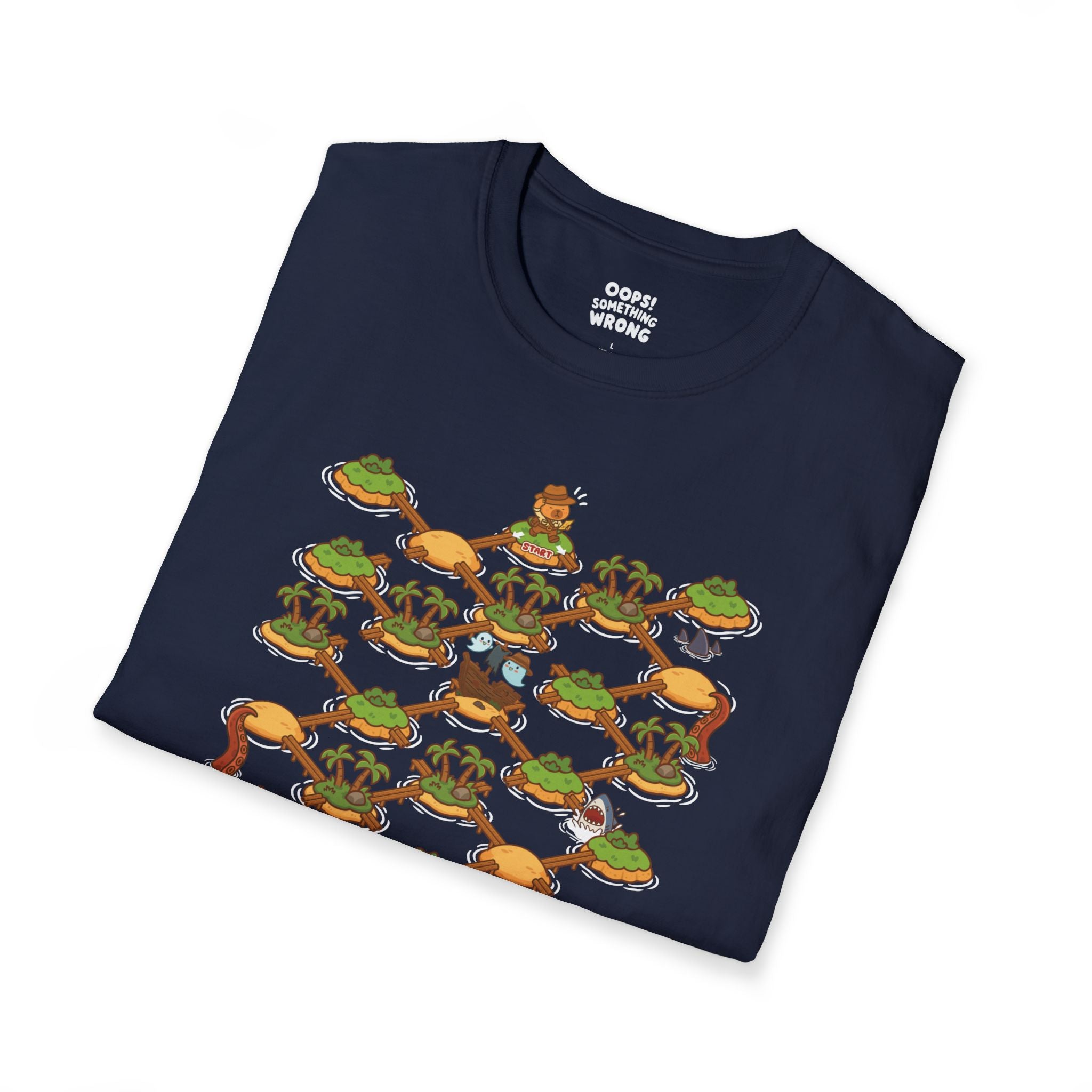 🏷️ 20% OFF | Capybara Jones: Treasure Island Maze Game Tee – Adult Unisex Softstyle