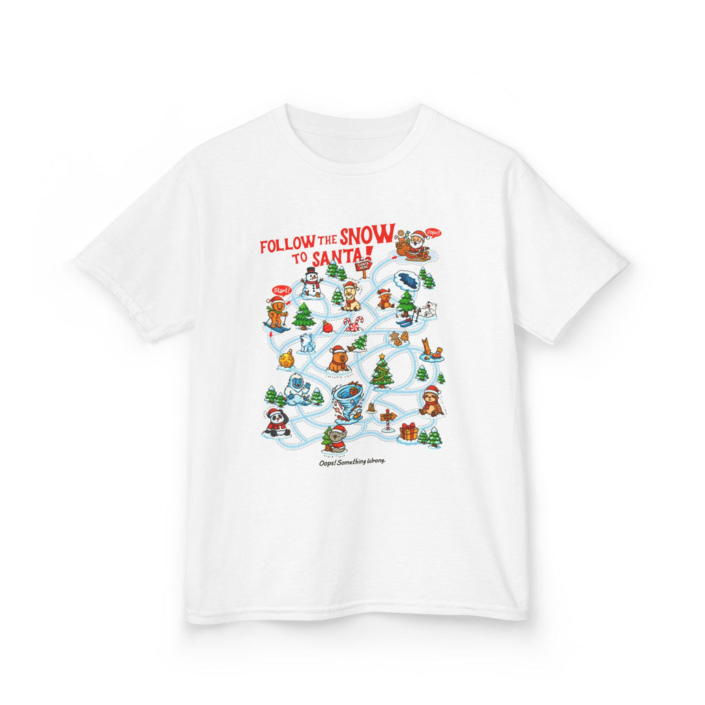 🏷️ 20% OFF | Follow the Snow to Santa! – Kids Heavy Cotton™ Tee🎿🎄