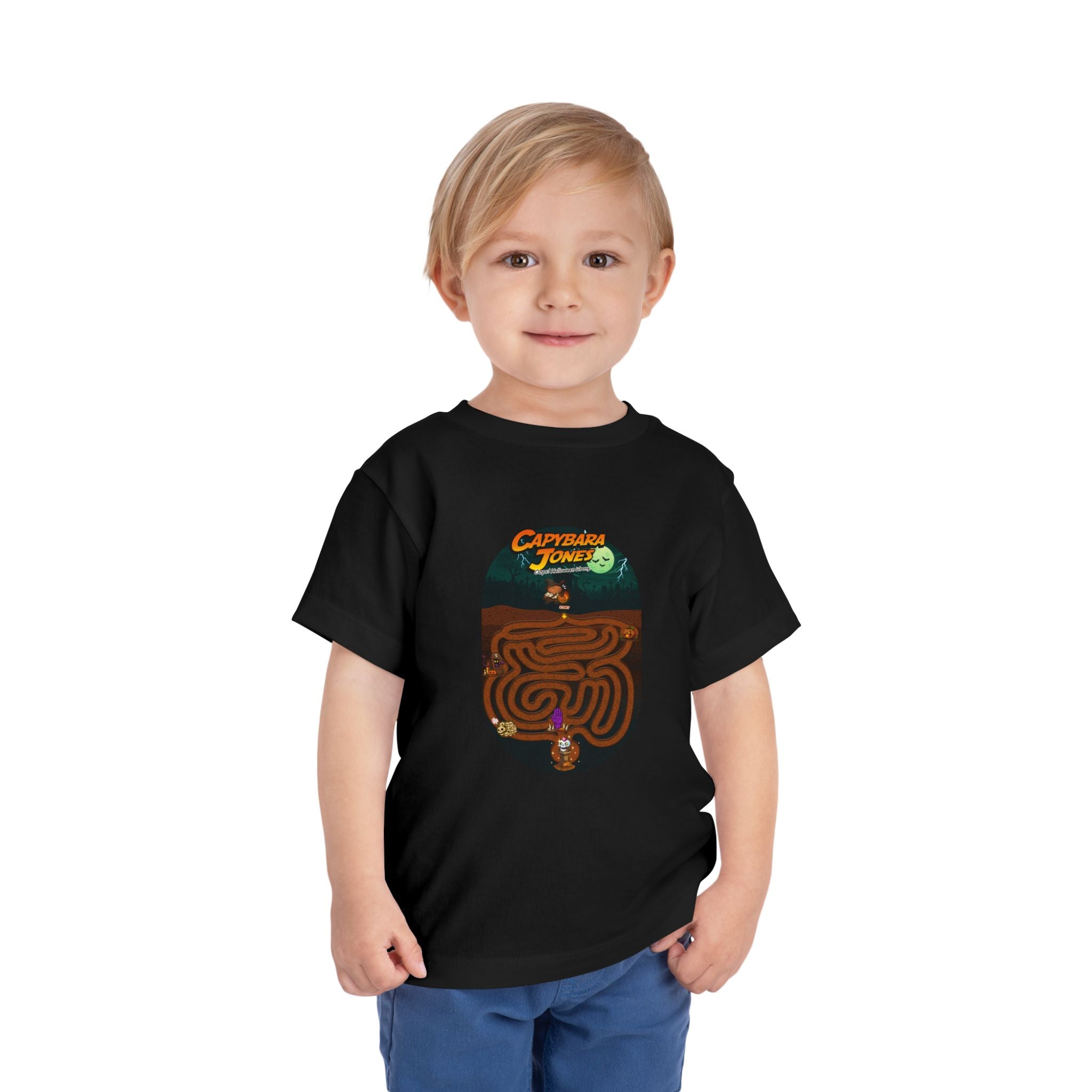 Capybara Jones × Halloween Maze Adventure Shirt - Kids Short Sleeve T-Shirt