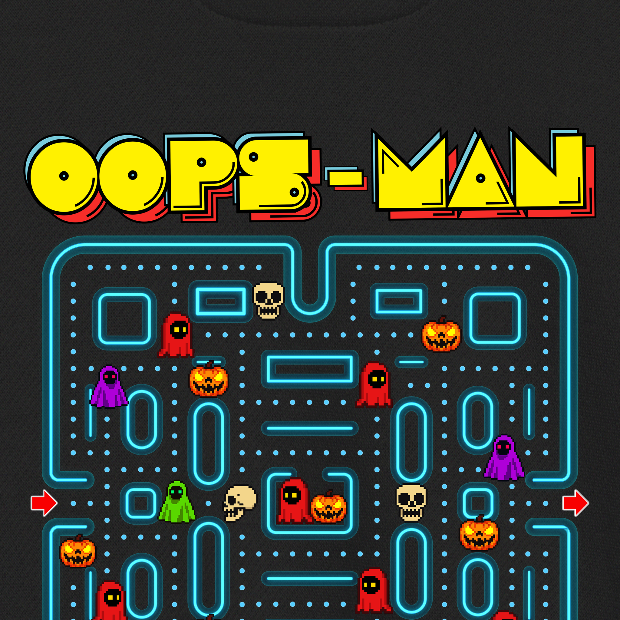Oops-MAN Halloween Maze Toddler Sweatshirt – Playable PAC-Style Adventure for Kids! 👻🎮