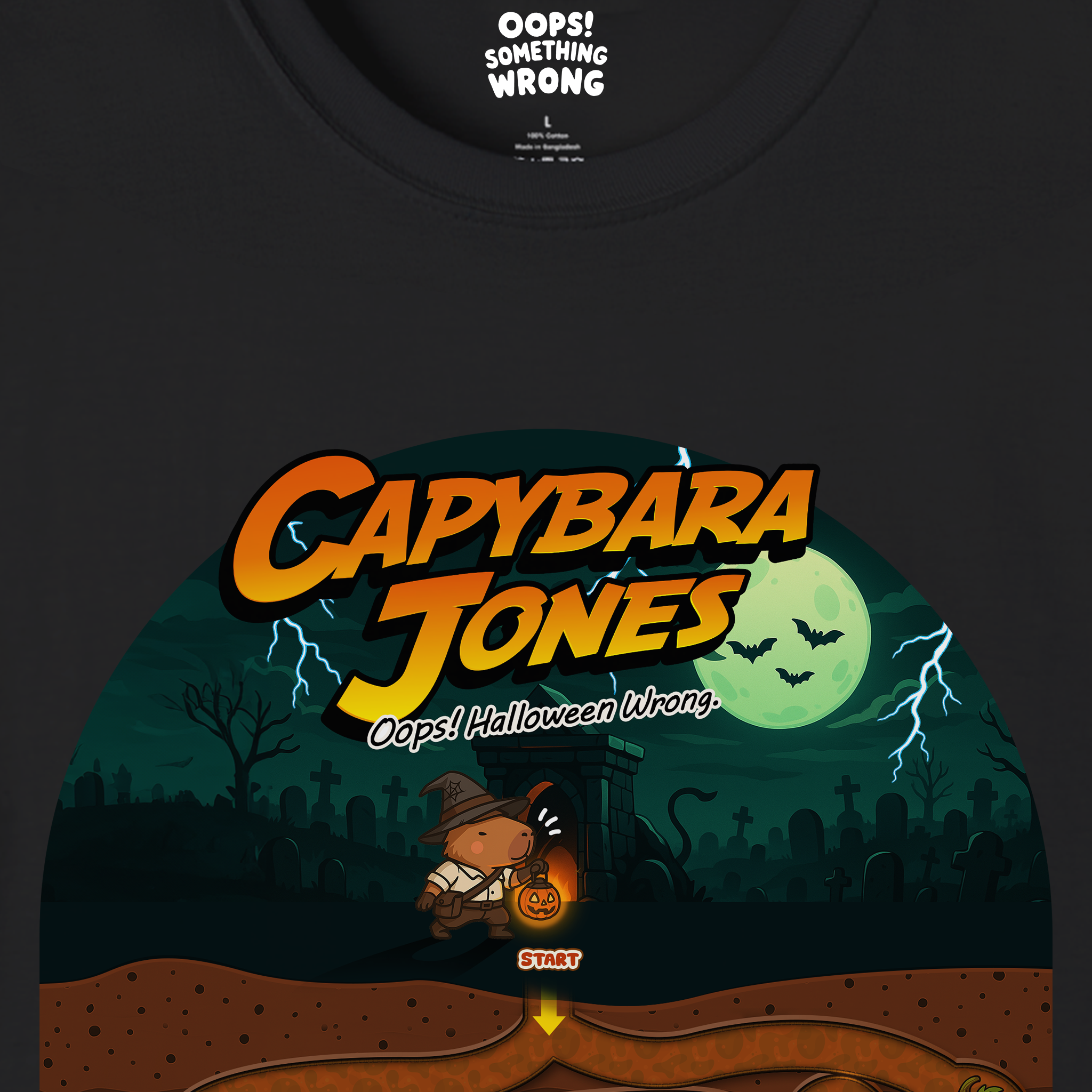 Capybara Jones × Halloween Maze Adventure Shirt - Kids Short Sleeve T-Shirt