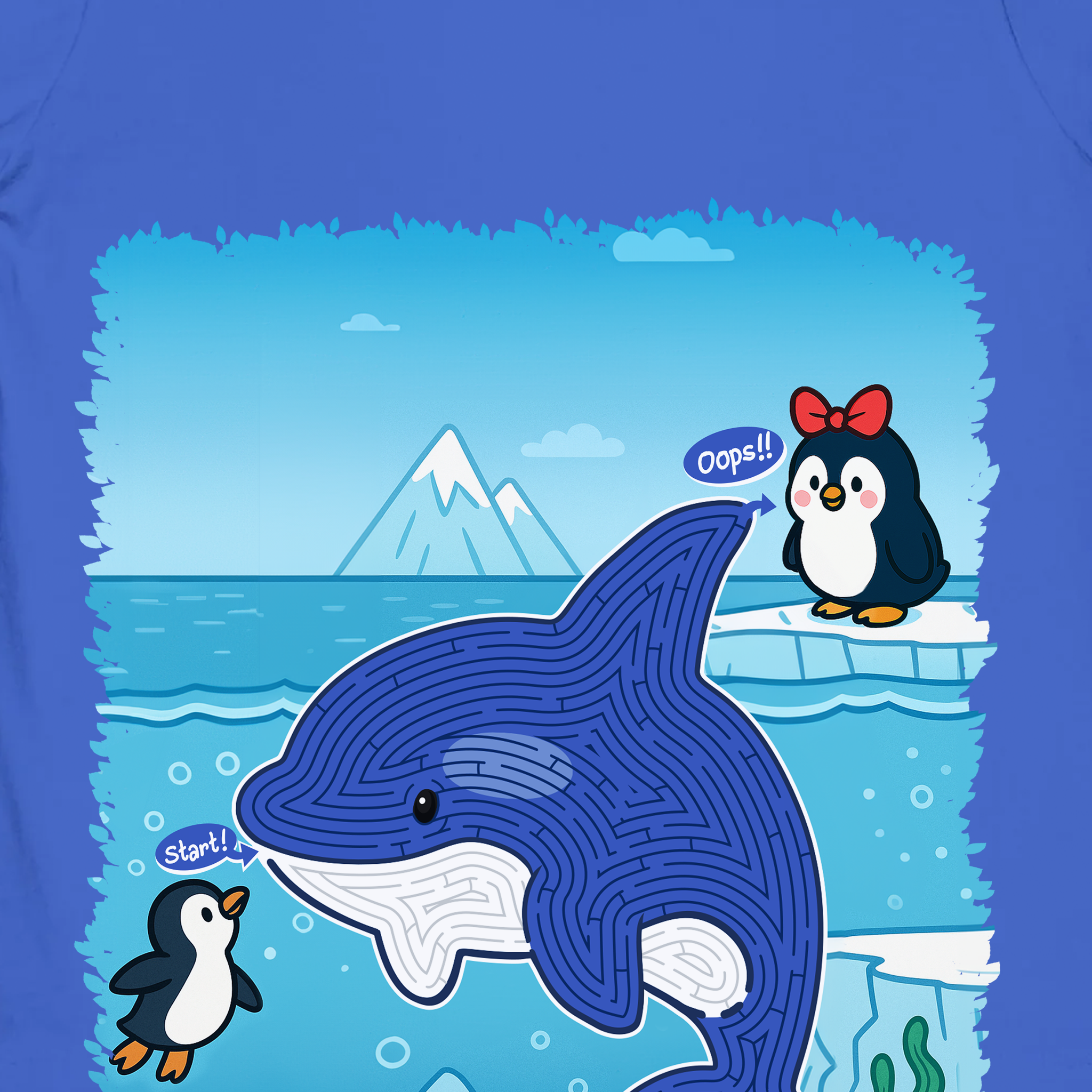 Penguin Love Maze Tee - Kids Short Sleeve T-Shirt